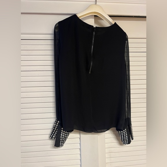 Alice + Olivia Vix Embellished Cuff Silk Blouse - Picture 7 of 11